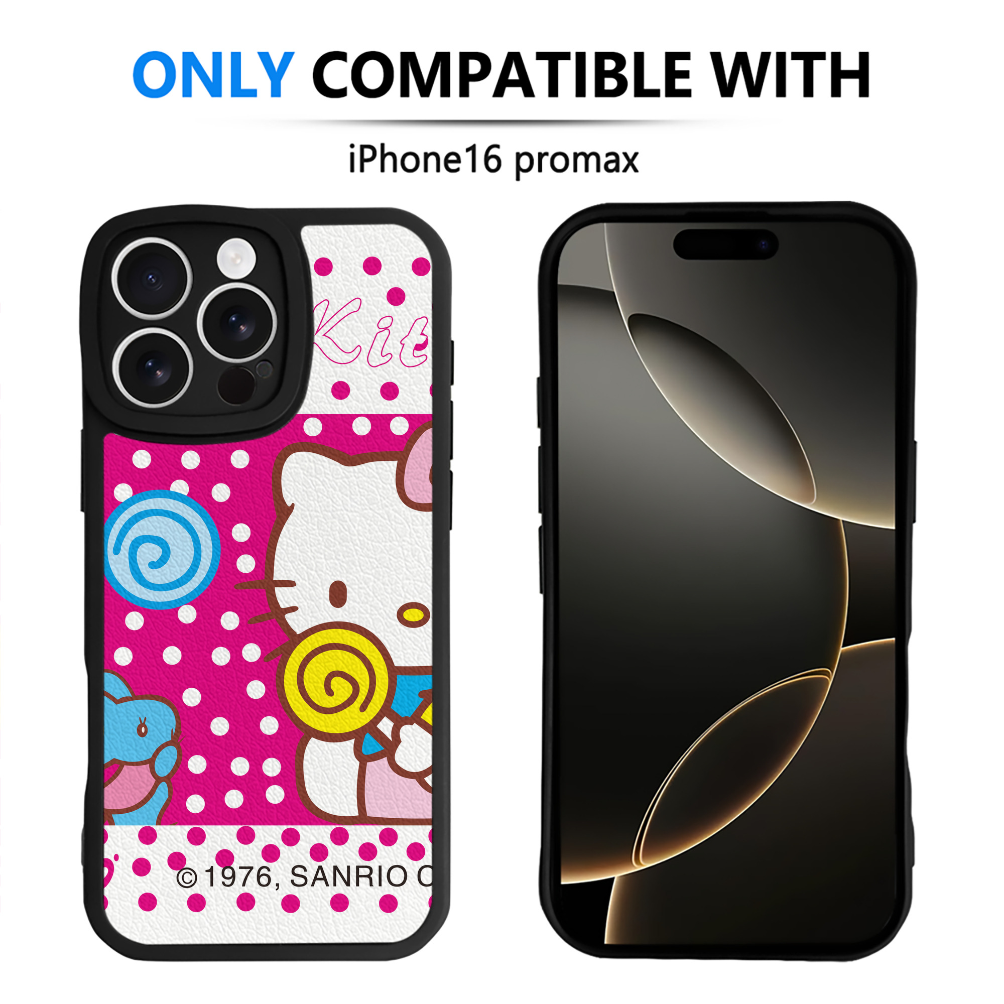 （画像用） Hello Kitty ハローキティ 【iPhone 16シリーズ対応】シリコンスマホケース（レザー調） 材質：シリコン